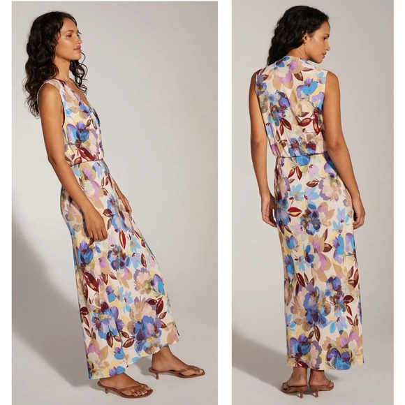 Favorite Daughter The Nita Floral Sleeveless Blouson Pleated V neck Maxi Dress - Picture 2 of 12